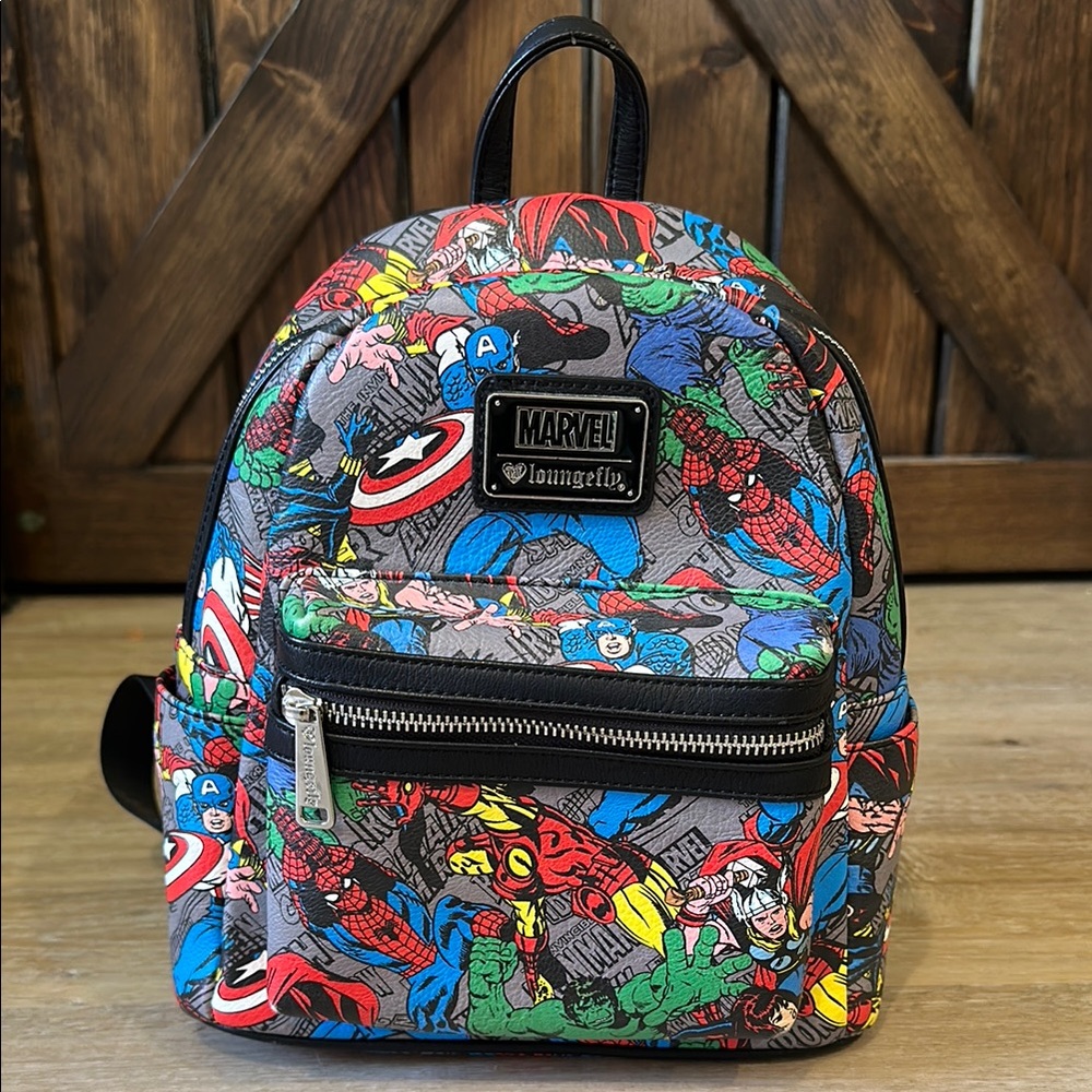 Loungefly Marvel Avengers Comic All Over Print Mini Backpack